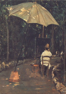 Angiolo Tommasi Painting in a Garden (nn02)